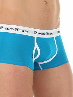 Яркие брифы на пришивной резинке с логотипом бренда бирюзового цвета Romeo Rossi RTRR365-10 распродажа